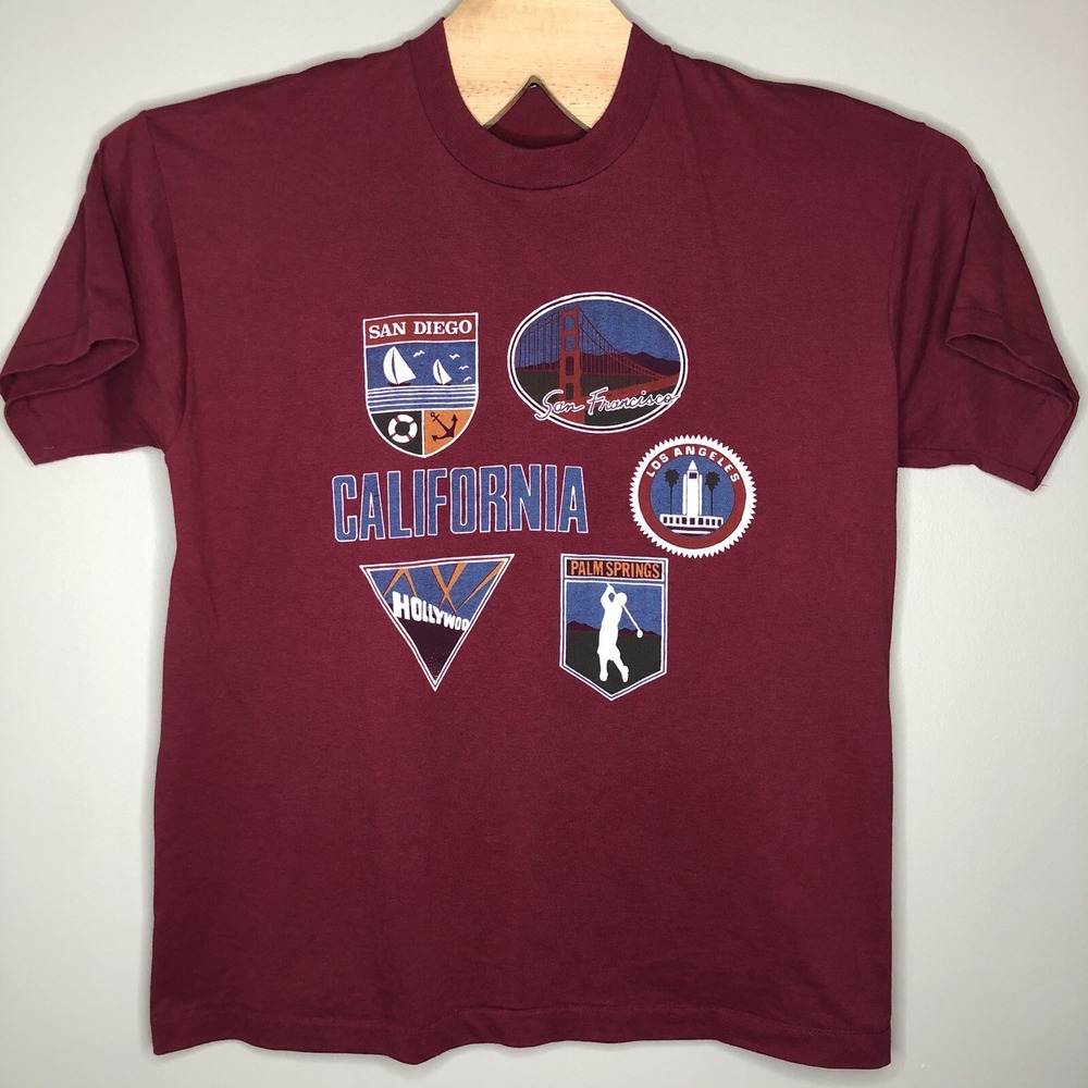 VTG Fruit of the‎ Loom Best XL Graphic California Locations Single Stitch TShirt